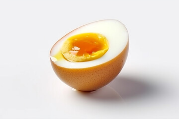 Boiled egg isolated on white background .Generative Ai.