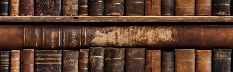 Old books, stacked on a shelf. Seamless, tiled or repeatable texture pattern for digital creations.