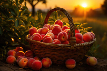 A Basket Brimming with Fresh Peaches