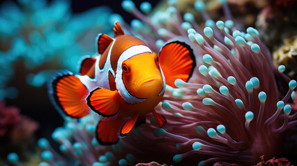 Fototapeta na wymiar Colorful Clownfish Amidst Vibrant Reef