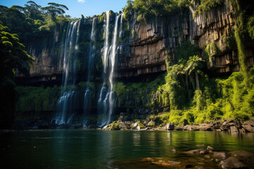 Obraz na płótnie Canvas Iconic Falls Surrounded by Vibrant Jungle