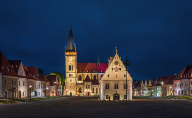 Fototapeta premium The main square of the Bardejov old town at night