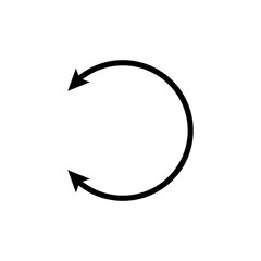 Circular curved thin long double ended arrow in the shape of a circle. Double sided round arrow. 
