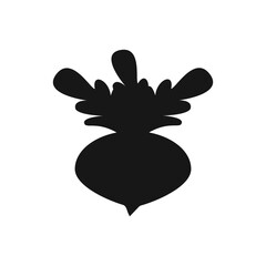 Beet silhouette with leaves. Vector in minimal simple flat style. 