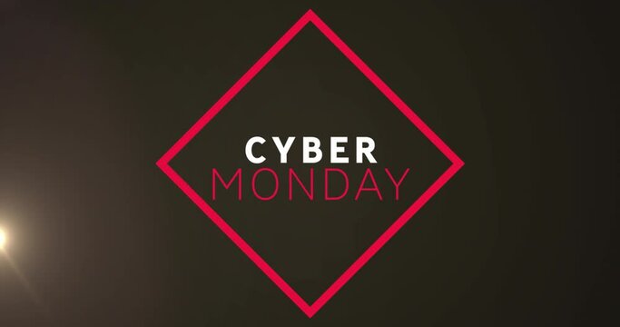 Animation of cyber monday text banner and light spot against black background