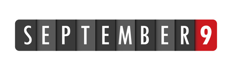 SEPTEMBER 9 gray and red vector typography banner