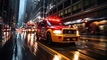 Swift Aid: Ambulance in Rainy Evening