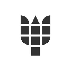 Logo design in the shape of a flower. Creative abstract vector template in minimal simple flat style. 