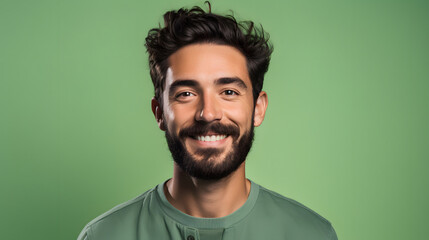 Obraz premium young man smiling on green background
