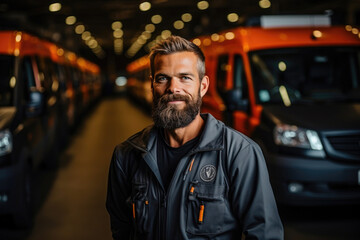 Dedicated Collection Service Employee by the Van