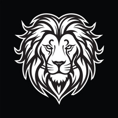 Fototapeta premium lion head illustration artwork black and white eps vector