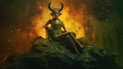 Fototapeta premium demon woman in hell