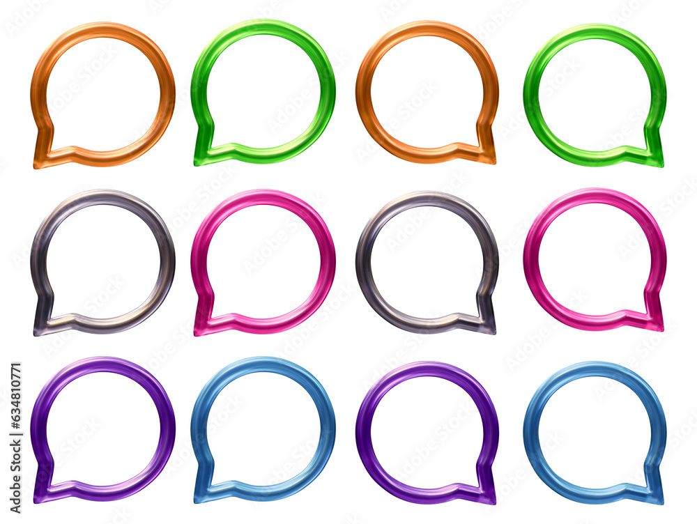 Poster set of comment icon logo in 3d rendering isolated on transparent background for chat, message, conve