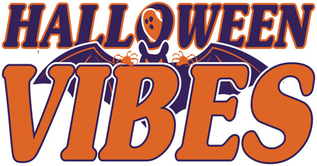Halloween Vibes Groovy Retro Design Graphic