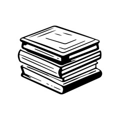 Vector Illustration of a paper books with lines drawing for logo,icon, black and white