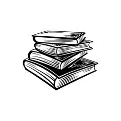 Vector Illustration of a paper books with lines drawing for logo,icon, black and white