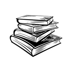 Vector Illustration of a paper books with lines drawing for logo,icon, black and white