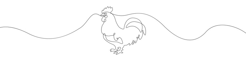 Cock icon line continuous drawing vector. One line Cock icon vector background. Rooster bird icon. Continuous outline of Animal bird icon. © Andrii
