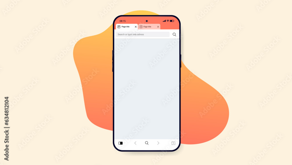 Leinwandbilder phone with web browser mockup - vector illustration of smartphone screen with empty blank screen, or