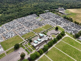Jewish cemetery Waltham Abbey Essex UK drone,aerial  .