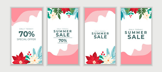 Summer sale banner and poster design with tropical beach background Vector. Realistic big and super sale summer vacation background design.