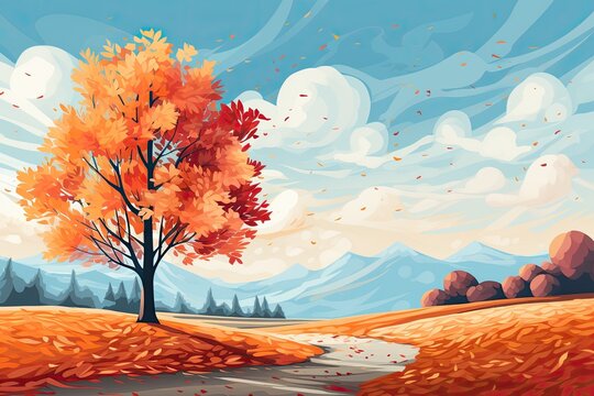 Illustration watercolor of autumn