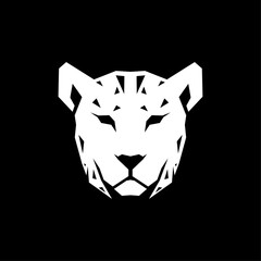 leopard jaguar head ilustration geometric style in black background © nahwul