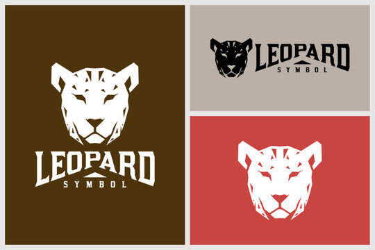 leopard jaguar head logo with geometric style vector design
