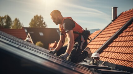 Engineer installing solar panels 