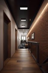 Loft style hallway interior in luxury house.