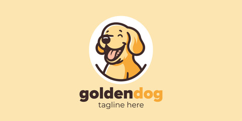 Pet Products and Pet Fashion United: Vector Logos Featuring a Cute Golden Dog
