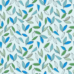 Obraz premium Seamless pattern with tree branches and leaves for surface design and other design projects. modern trend drawing in line art style