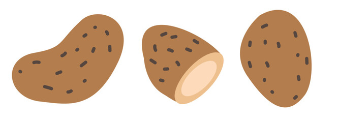 Set of potato. Flat, simple design. Illustration of vegetable isolated on white background.