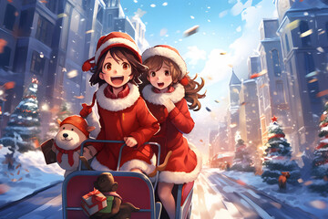 beautiful christmas anime style