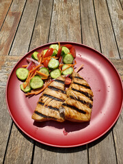 grilled meat with vegetables