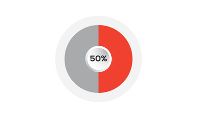 50% creative pie chart vector, 50 percent pie chart, pie chart vector, incredible pie chart vector