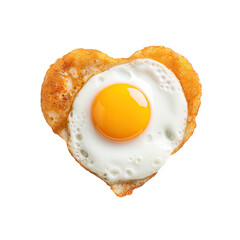 a heart-shaped fried egg, sunny side up,  in Food-themed, photorealistic illustration in a PNG, cutout, and isolated. generative AI