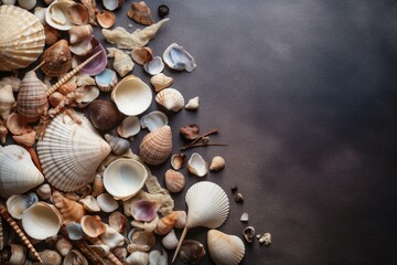 Fototapeta na wymiar Shell background and sea treasures. Generative AI