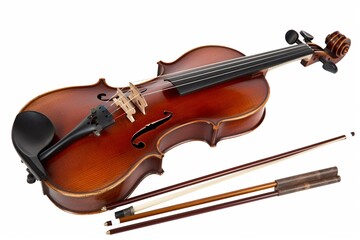 Fototapeta na wymiar A modernized antique violin and bow without background. Generative AI