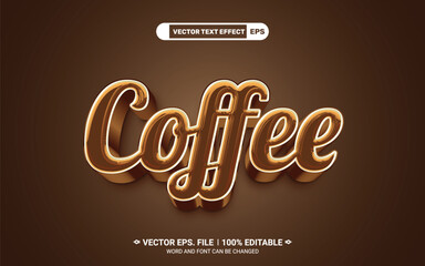 Coffee 3d editable font effect vector