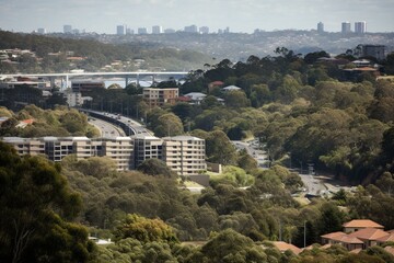 View of Cammeray and Sydney highway. Generative AI