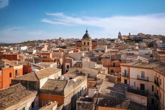Requena, Spanish city in Valencia region, with a background image. Generative AI