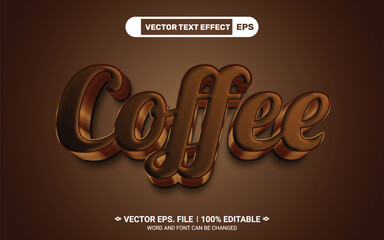 Coffee 3d style editable vector text effect
