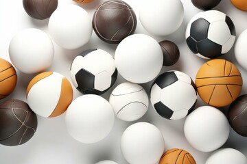 Mockup of various sports balls isolated on white background. Generative AI