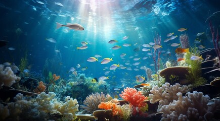 tropical fish in the ocean, fish in the sea, underwater life