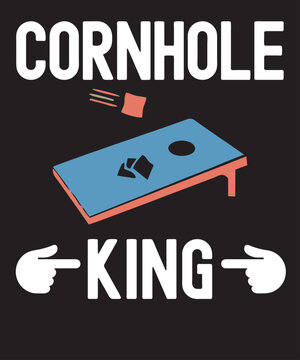 Cornhole vintage graphic, cornhole board and bean bags with funny saying Cornhole King