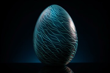 A 3D Easter egg adorned with a lifelike wave pattern. Generative AI