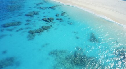 top view of the sea, oceanic view, coral blue water