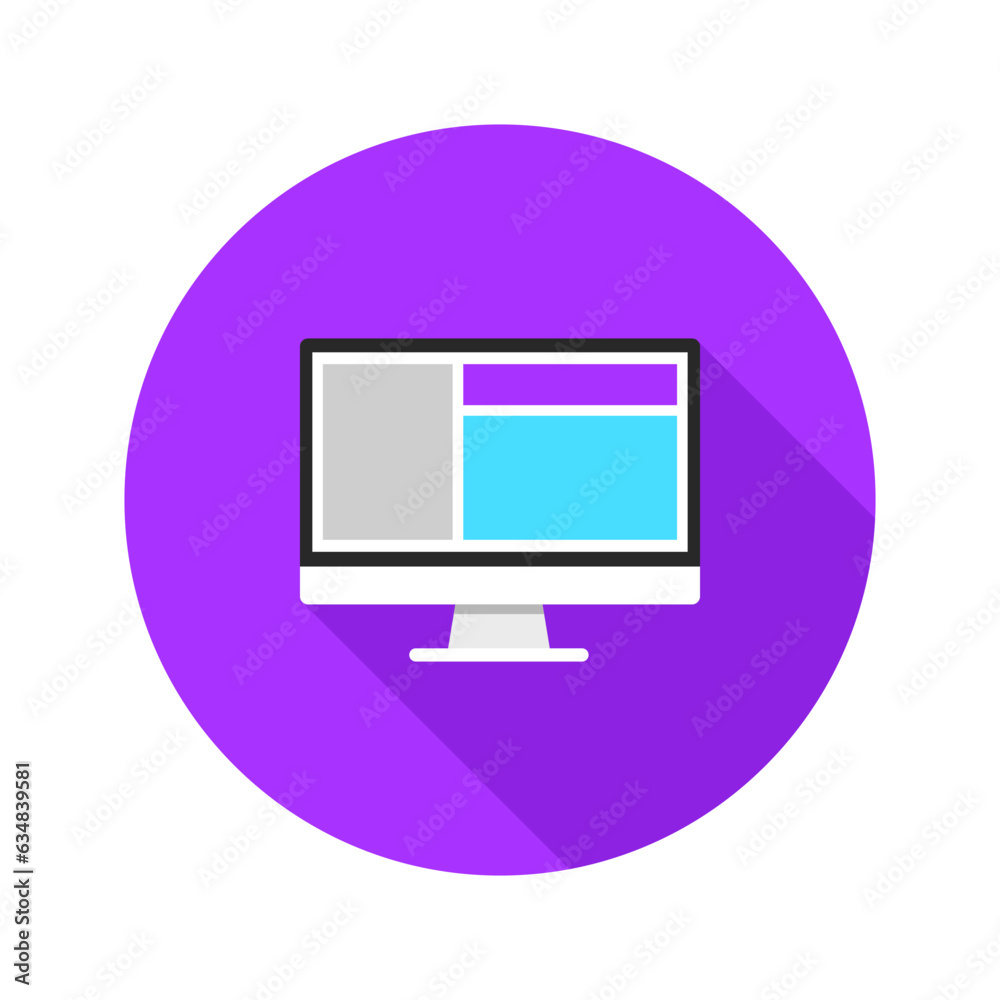 Wall mural desktop computer monitor tasks circular icon isolated vector illustration