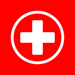 Fototapeta premium Red White Medical Health Sign Icon Vector Illustration